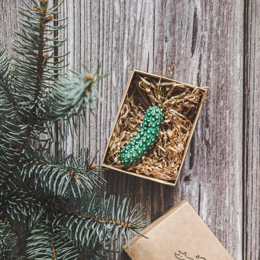 Ceramic Christmas tree green cucumber, Christmas decoration with hook.