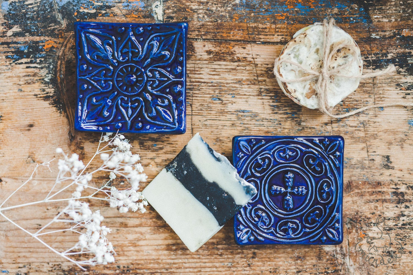 Dark blue soap dish