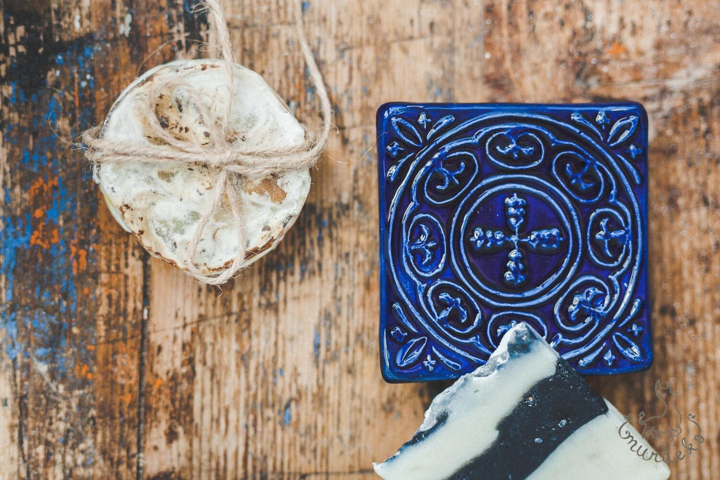 Dark blue soap dish