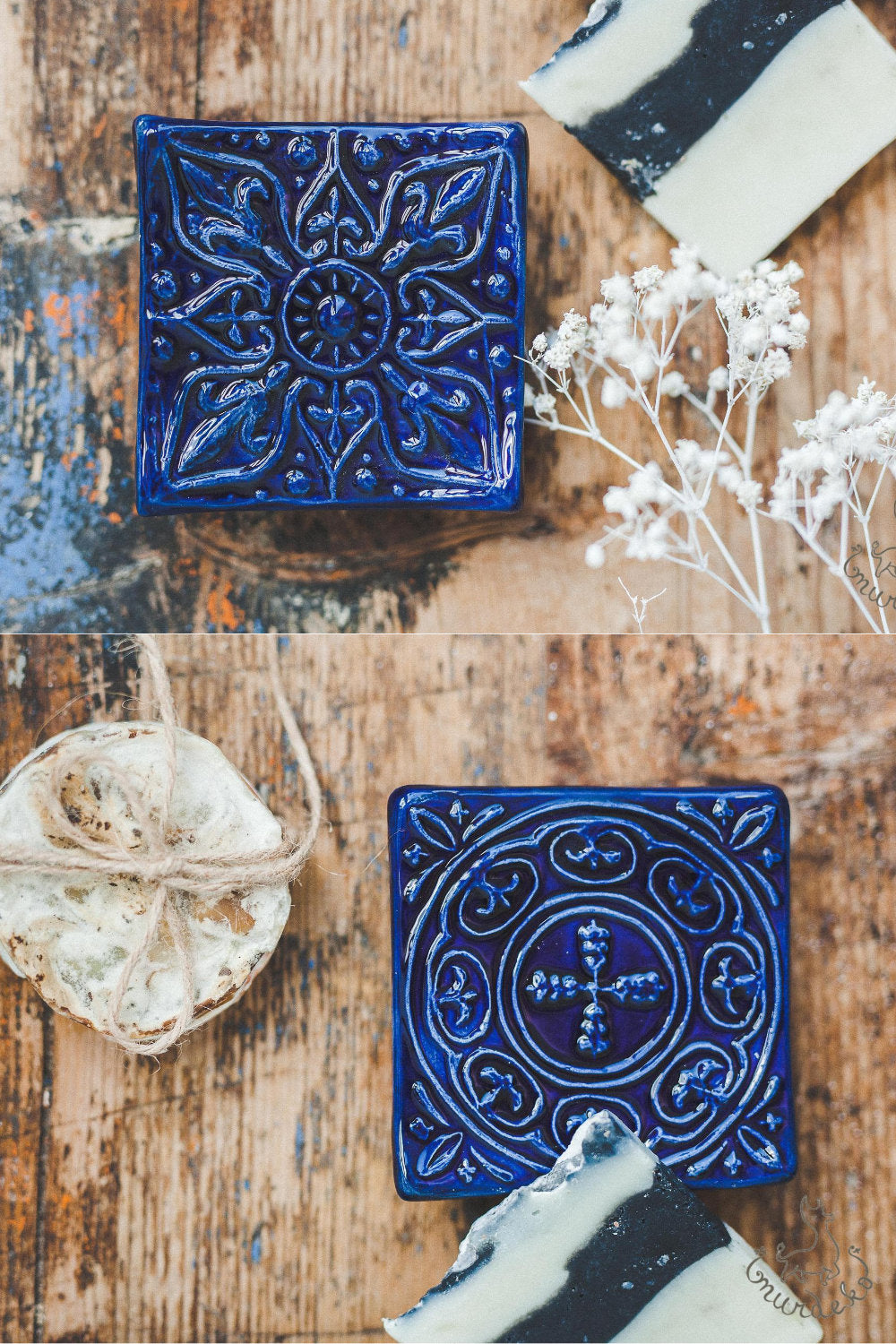 Dark blue soap dish