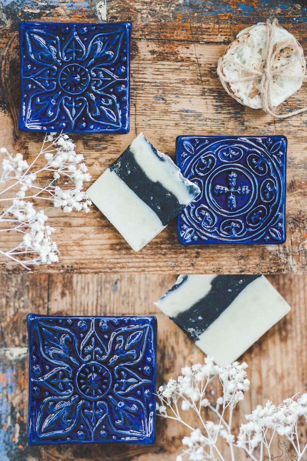 Dark blue soap dish