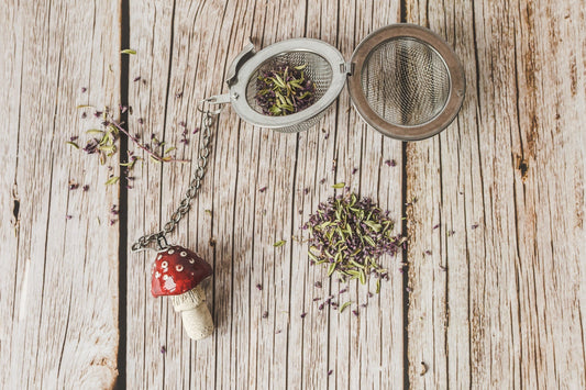 Tea infuser with red amanita mushroom