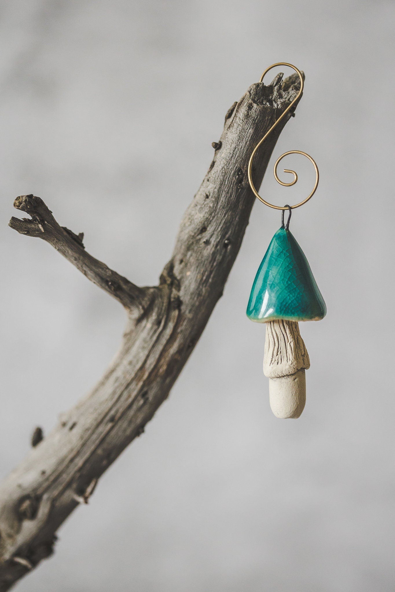 Turquoise blue magic mushroom Christmas ornament
