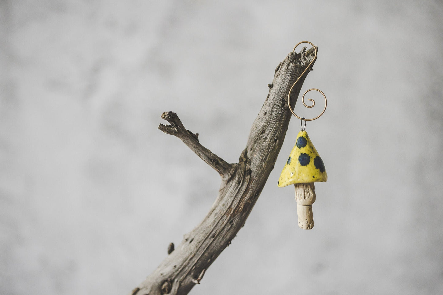 Yellow mushroom with blue spots