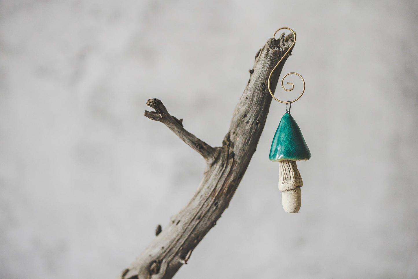 Turquoise blue magic mushroom Christmas ornament