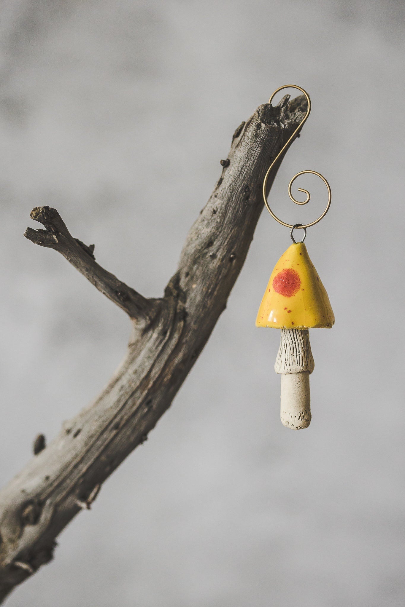 Yellow mushroom with red dots