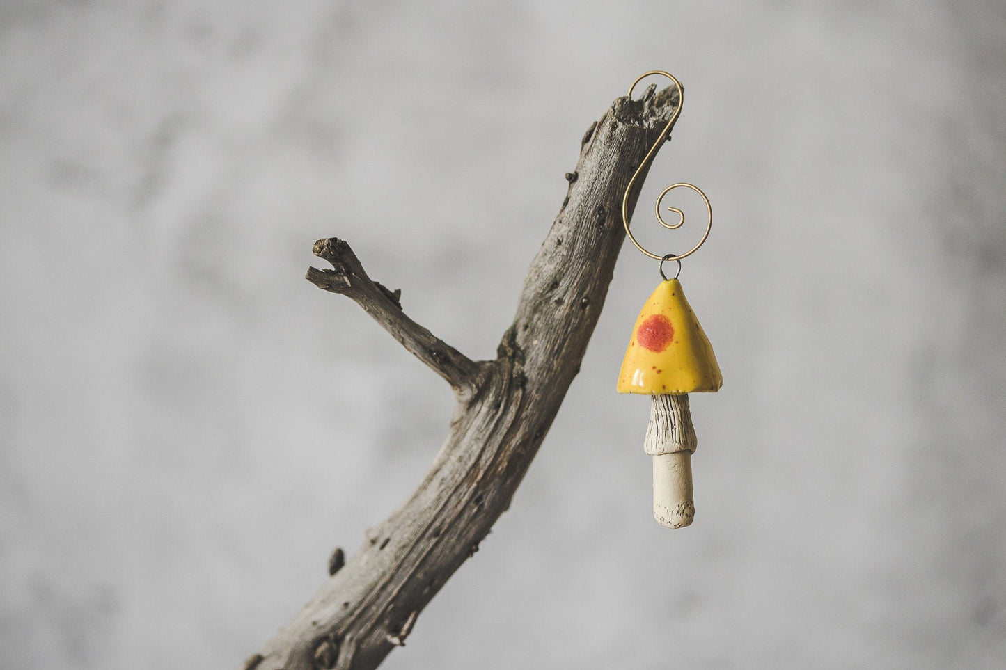 Yellow mushroom with red dots
