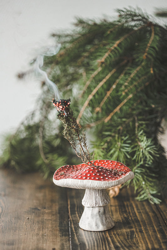 Fly agaric incense holder