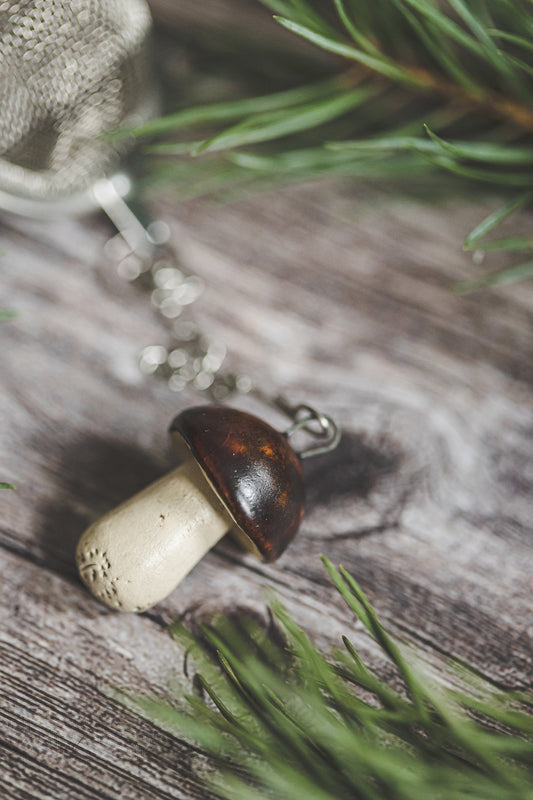 Tea infuser with boletus mushroom