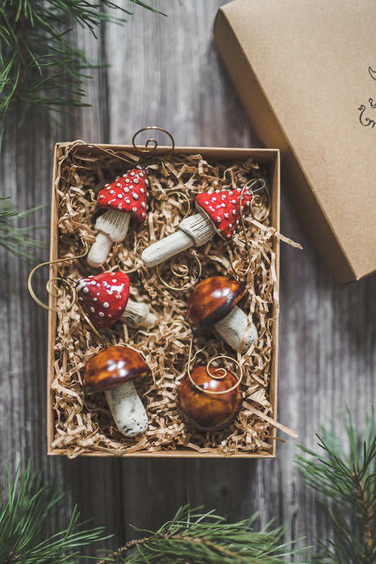 Amanita and boletus mushrooms
