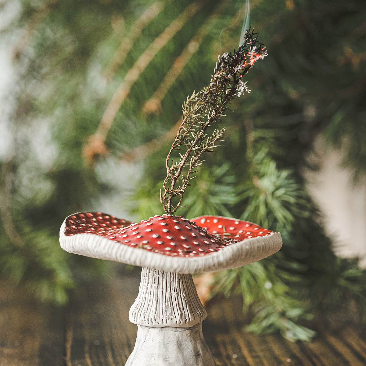 Fly agaric mushroom shape ceramic stick incense holder