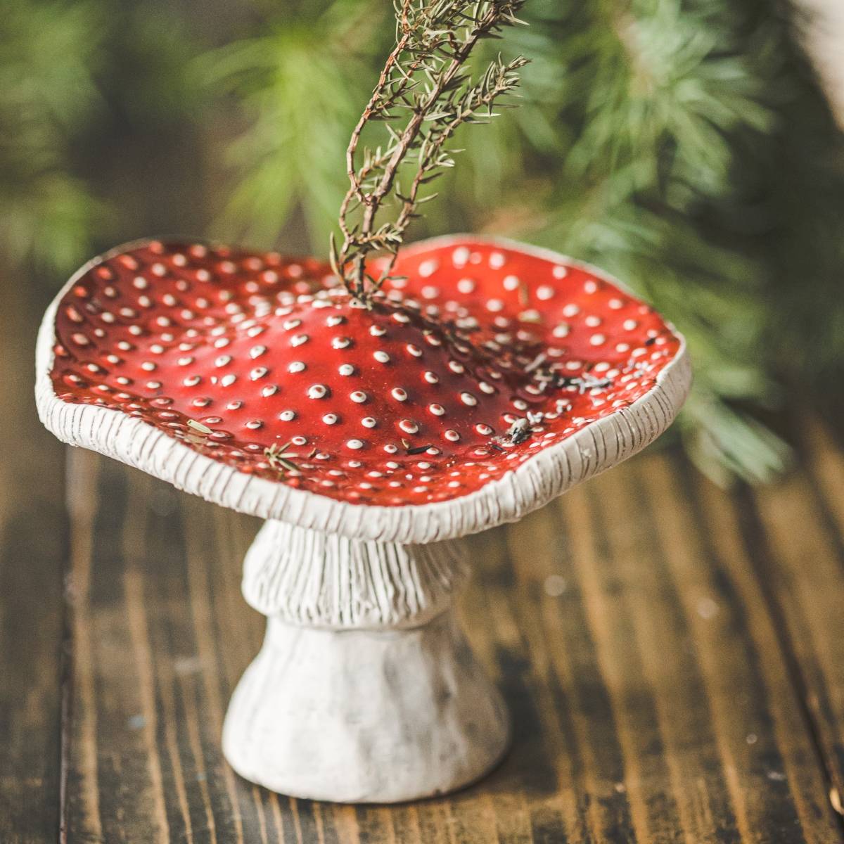 Fly agaric mushroom shape ceramic stick incense holder