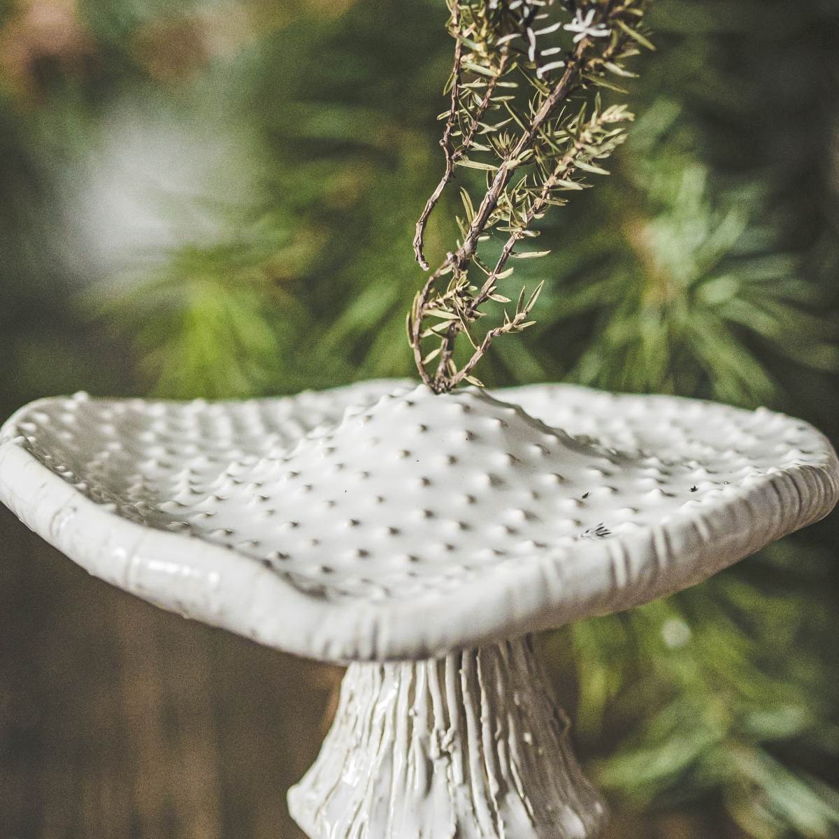 White amanita mushroom shape ceramic stick incense holder