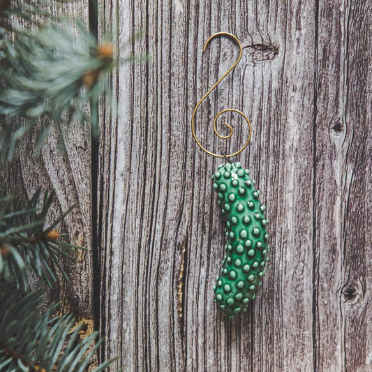 Ceramic Christmas tree green cucumber, Christmas decoration with hook.