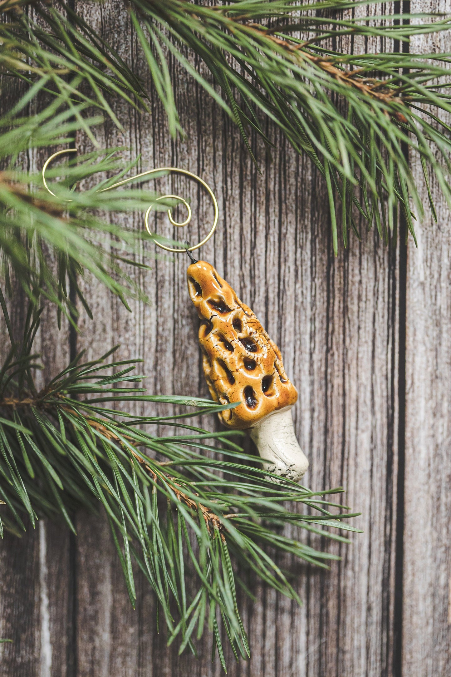 Morel mushroom ornament
